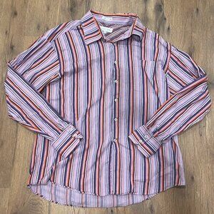 vintage purple/orange striped cotton dress shirt